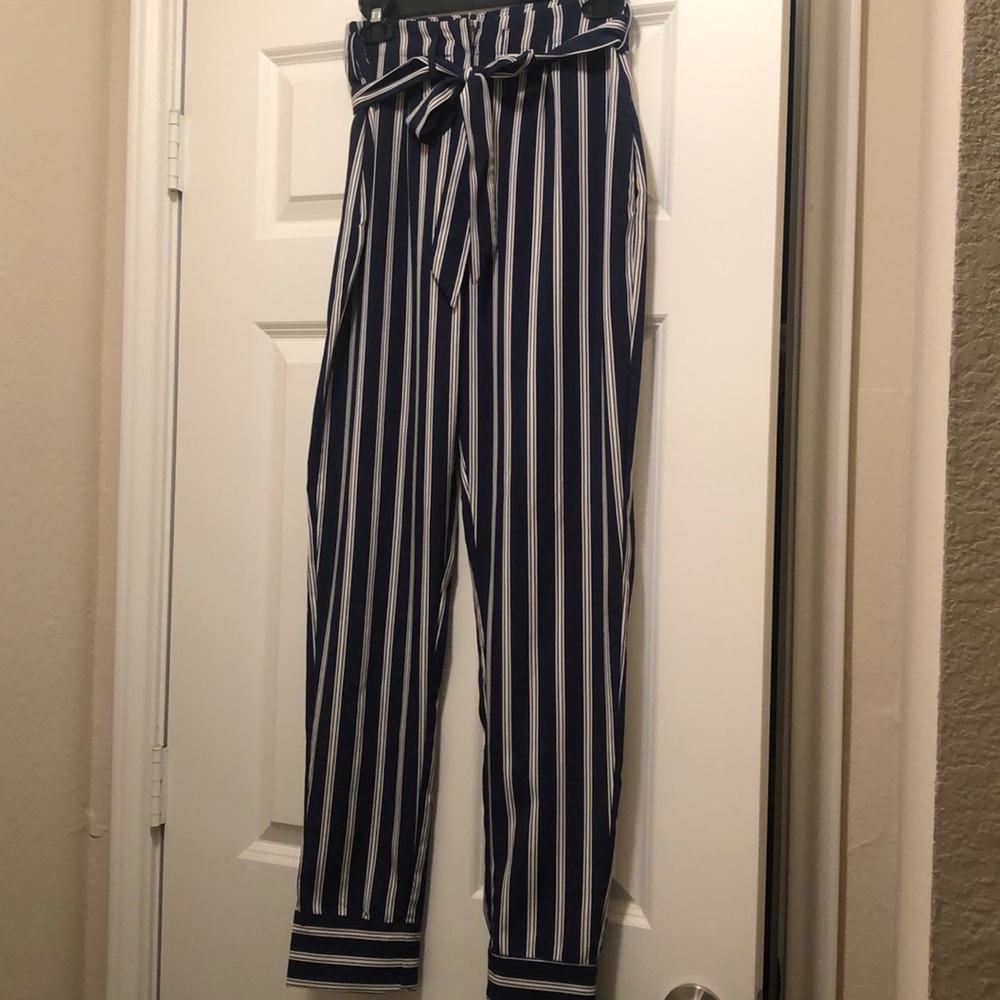 Navy/white striped pants